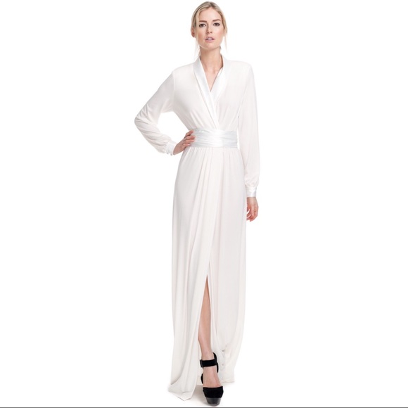 Rachel Zoe white Estella tuxedo wrap gown - Picture 2 of 8